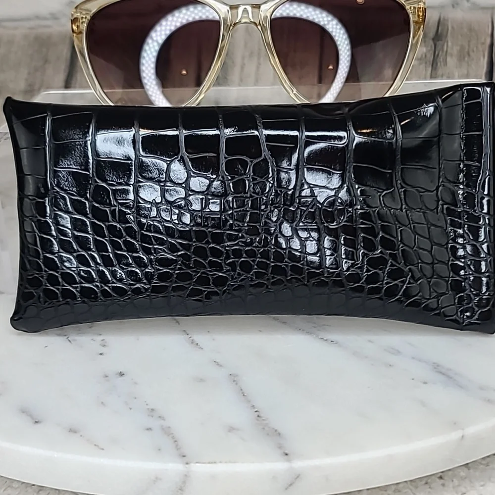 Rachel Zoe Nina Classic Cat Eye Sunnies/Sunglasses Nude Crystal/Brn w/Croc Case